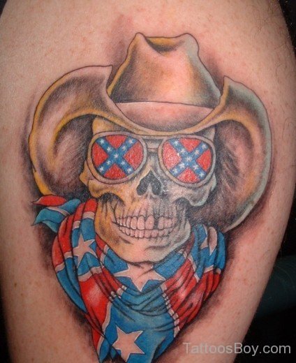 Colorful Skull Cowboy Tattoo Design-TB12113