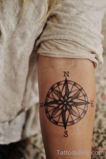 Compass Tattoo Design On Elbow-TB118