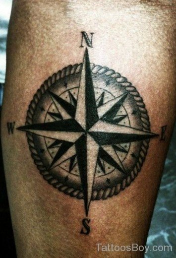 Compass Tattoo On Elbow-TB119