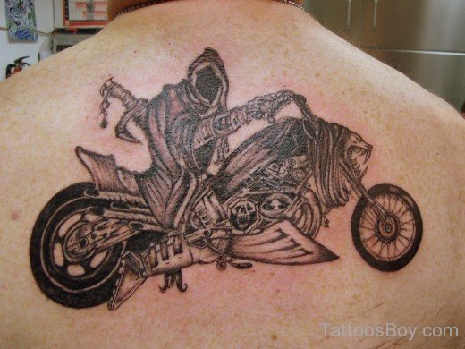Cool Biker Tattoo On Back-TB1216