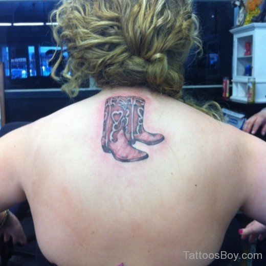 Cowboy Boot Tattoo On Back-TB12117