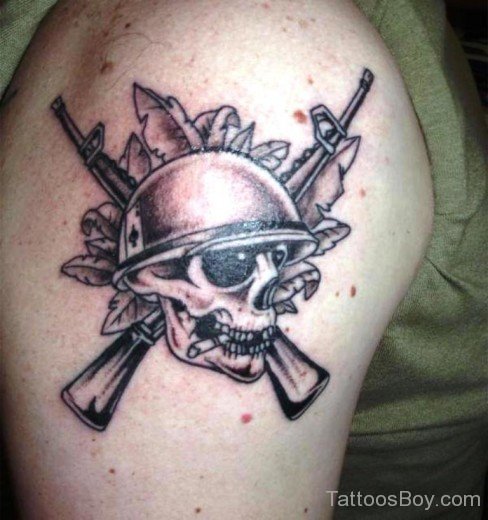 Cowboy Skull Tattoo Design On Shoulder-TB12125