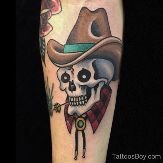 Cowboy Skull Tattoo On Arm-TB12126