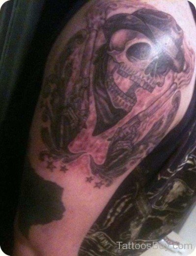 Cowboy Skull Tattoo On Half Sleeve-TB12128