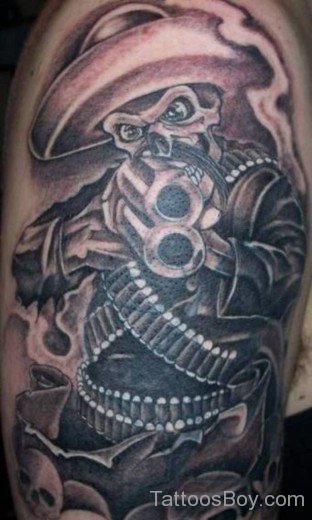 Cowboy Skull Tattoo On Shoulder-TB12129