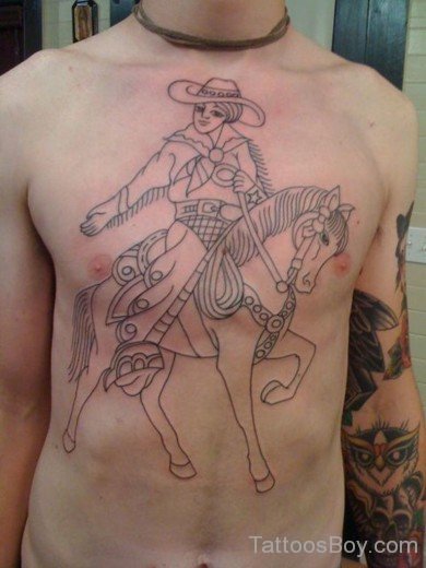 Cowboy Tattoo Design On Chest-TB12135