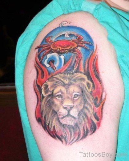 Crab And Lion Face Tattoo-TB12047