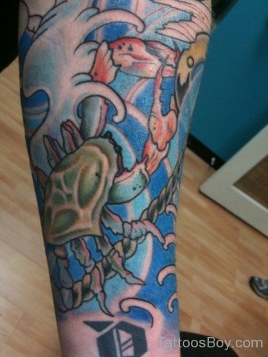 Crab And Wavas Tattoo-TB12048