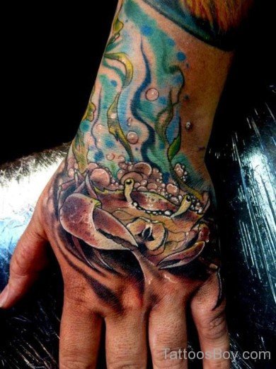 Crab Tattoo On Hand