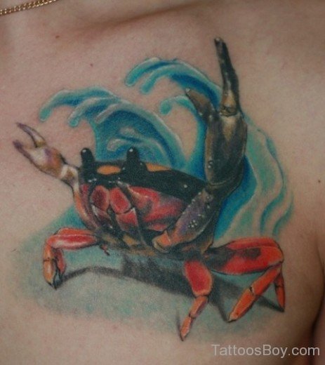 Crab Tattoo On chest