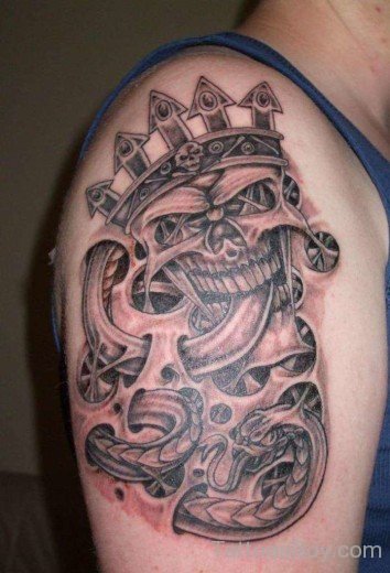 Crazy Skull Tattoo On Shoulder-TB12038