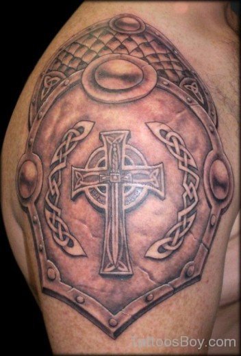 Cross And  Armor Tattoo-TB1079