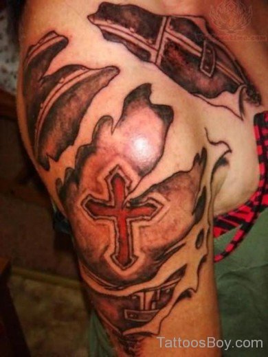 Cross And  Armor Tattoo.-TB1078