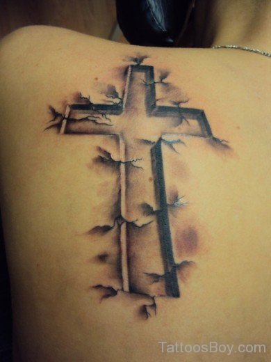 Cross Tattoo On Back-TB12105