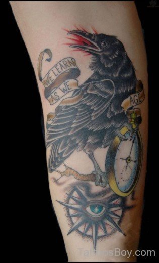 Crow And Clock Tattoo-TB1034
