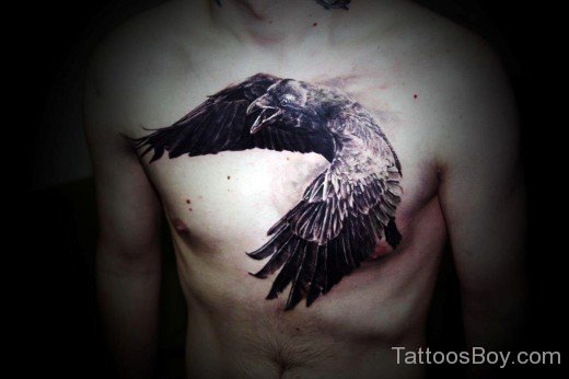 Crow Bird Tattoo On Chest-TB1041