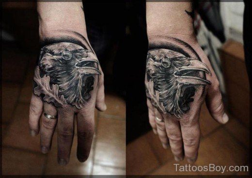 Crow Face Tattoo On Hand-TB1044