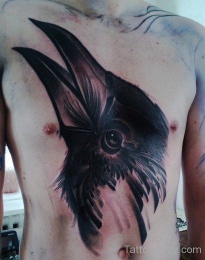 Crow Head Tattoo On Chest-TB1046