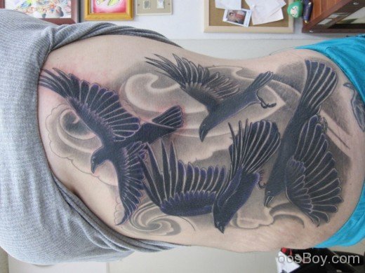 Crow Tattoo Design On Rib 5-TB1060