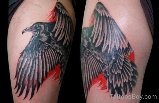 Crow Tattoo Design On Thigh 4-TB1062