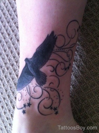 Crow Tattoo On Ankle-TB1067