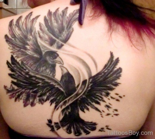 Crow Tattoo On Back 4-TB1069