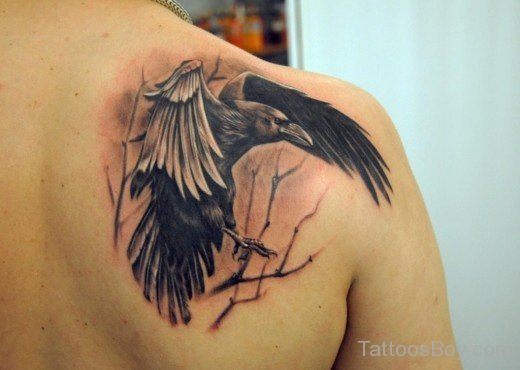 Crow Tattoo On Back-TB1071