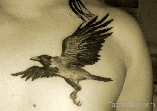 Crow Tattoo On Chest 4-TB1073