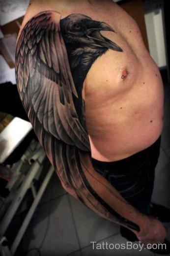 Crow Tattoo On Full Sleeve-TB1075