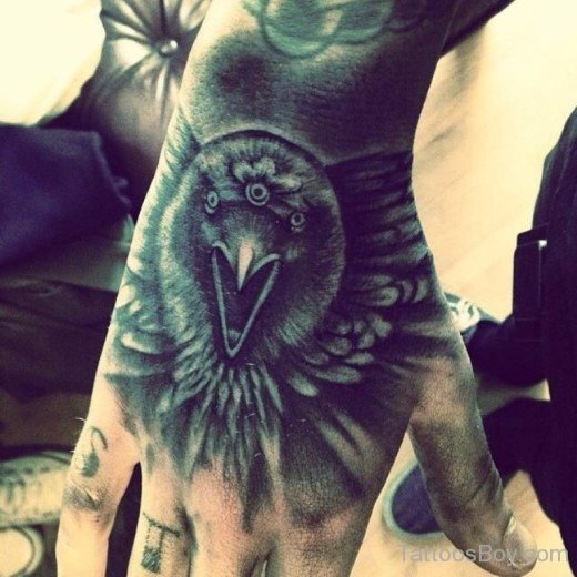 Crow Tattoo On Hand-TB1076
