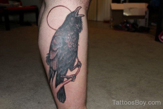 Crow Tattoo On Leg 4-TB1077