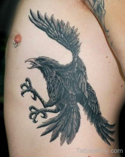 Crow Tattoo On Rib-TB1079