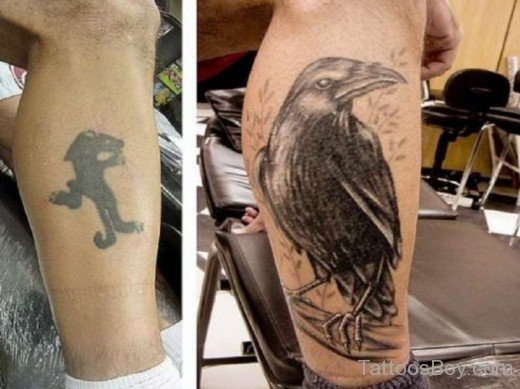 Crow Tattoo design On Leg-TB1059