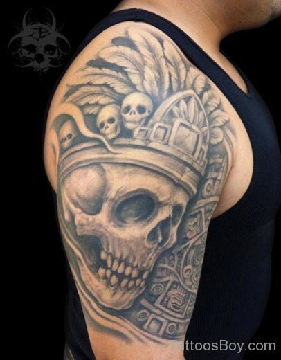 Crowned Skull Tattoo On Shoulder-TB12042