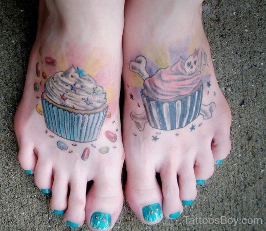 Cupcakes Tattoo Design On Foot 4-Tb1223