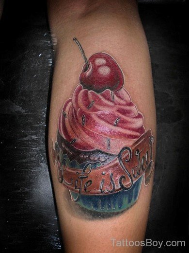 Cupcakes Tattoo Design On Leg-Tb1225