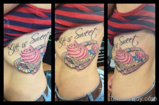 Cupcakes Tattoo Design On Rib-Tb1226