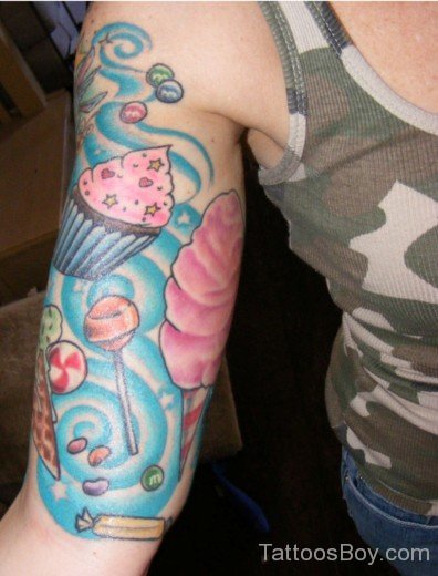 Cupcakes Tattoo On Half Sleeve-Tb1236