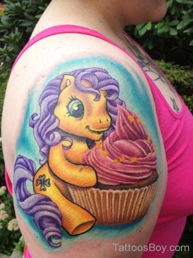 Cupcakes Tattoo On Shoulder-Tb1241
