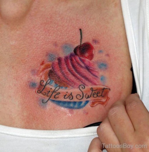 Cupcakes Tattoo Design On Chest