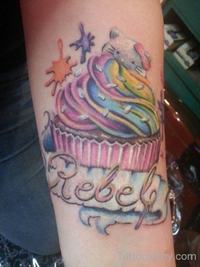 Cupcakes Tattoo Design On Back 44-Tb1221