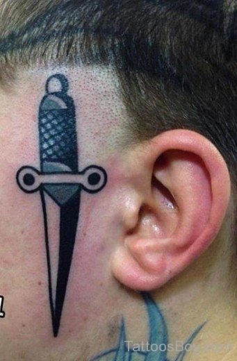 Dagger Tattoo On Face-TB12039