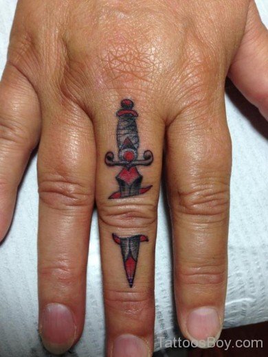 Dagger Tattoo On Finger-TB12040