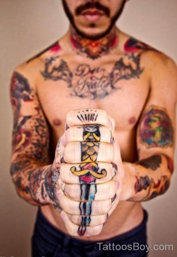 Dagger Tattoo On Fingers-TB12041