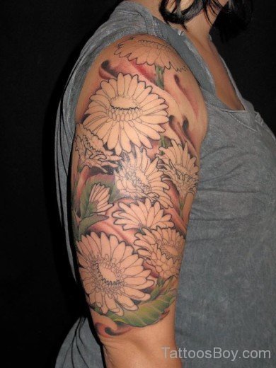 Daisy Flower Tattoo On Half Sleeve-TB1042