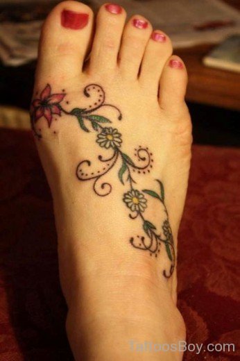 Daisy Tattoo Design On Foot-TB1045