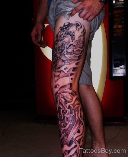 Dargon Tattoo On Leg