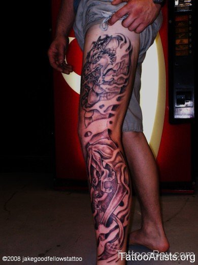 Dargon Tattoo On Leg-TB12152