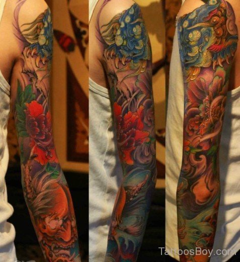 Demon Tattoo Design On Full Sleeve-TB12155