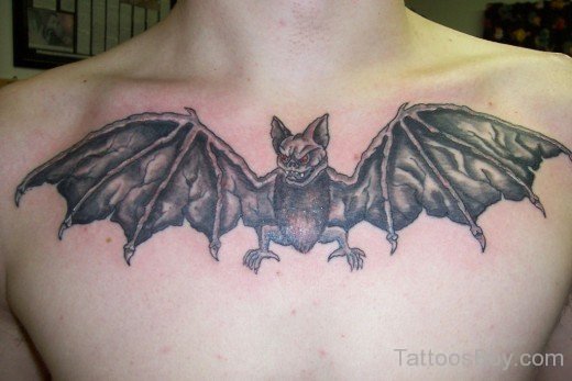 Devil  Bat Tattoo On chest-TB1258